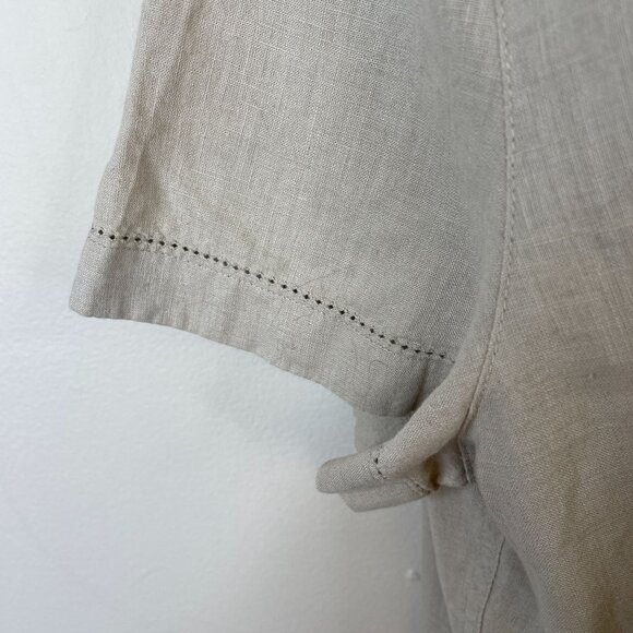 Vintage Womens Linen Blend Button Up Top Size 14 Beige Neutral Capsule Preppy - Picture 5 of 12